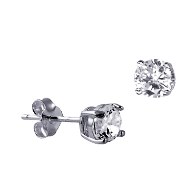 Sterling Silver Round CZ Stud Earrings Sizes 3mm - 10mm Available