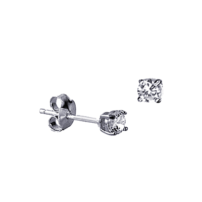 Sterling Silver Round CZ Stud Earrings Sizes 3mm - 10mm Available