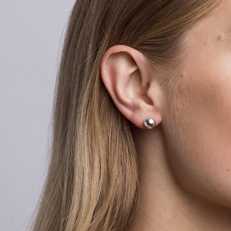 Silver ball stud earrings 8mm discount