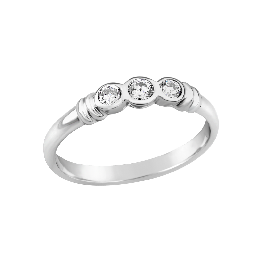 9K White Gold Bezel Set CZ Ring Q54 485.00