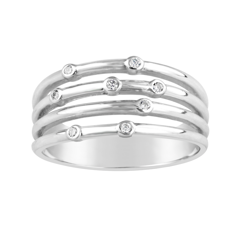 9K White Gold Diamond Intertwined Ring Q21A