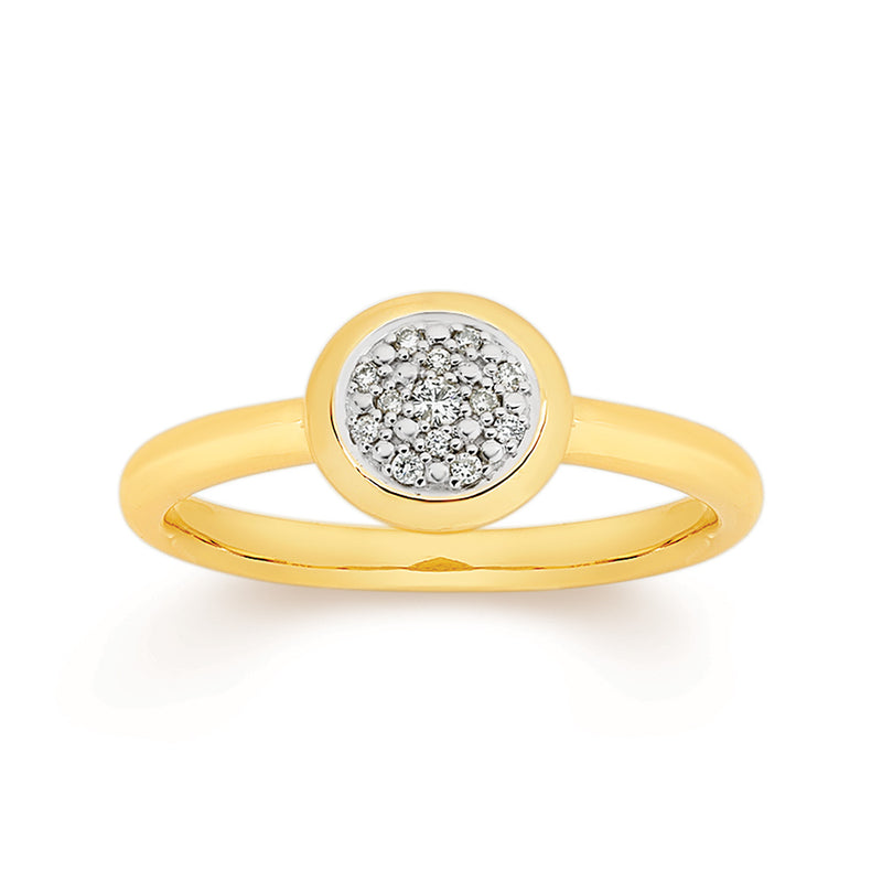9K Yellow Gold Diamond Cluster Celebration Ring (992-9YD-6)
