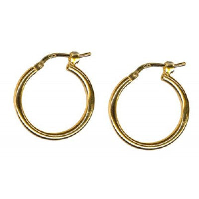 9K Yellow Gold Plain Hoop Earring 15mm