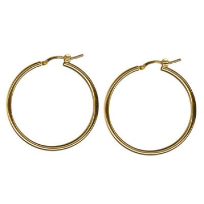 9K Yellow Gold Plain Hoop Earring 30mm