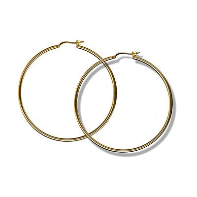 9K Yellow Gold Plain Hoop Earring 50mm