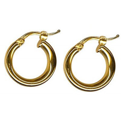 9K Yellow Gold Thick Plain Hoop Earring 10mm