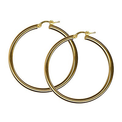 9K Yellow Gold Thick Plain Hoop Earring 40mm