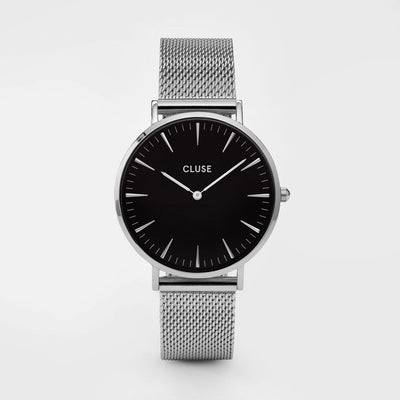 CLUSE Boho Chic Mesh Silver/Black 38mm Dial CW0101201004