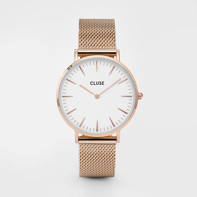 CLUSE Boho Chic Mesh Rose Gold/White 38mm Dial CW0101201001