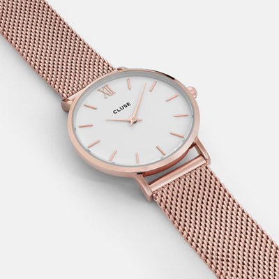 CLUSE Minuit Mesh Rose Gold/White 33mm Dial CW0101203001