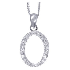 Stone Set Initial Script Pendant with 50cm Sterling Silver Chain