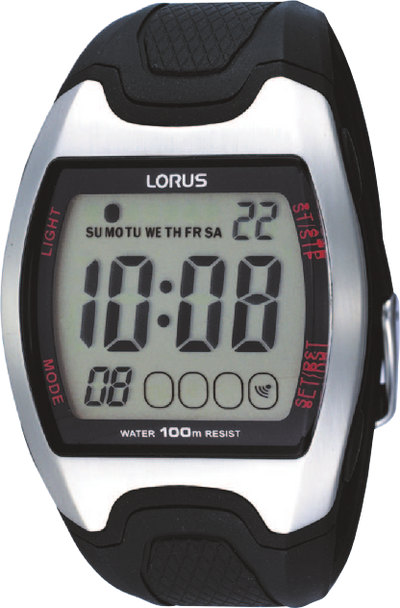 Lorus R2327CX-9 Gents Digital Watch Square Face Black Rubber Strap