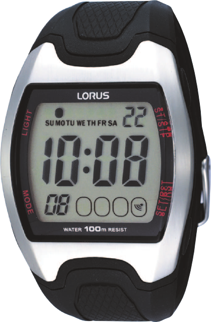 Lorus R2327CX-9 Gents Digital Watch Square Face Black Rubber Strap