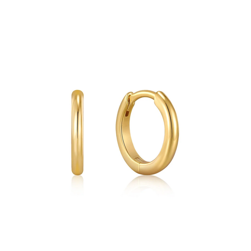 Ania Haie Gold Plated Smooth Mini Huggie Hoop Earrings E035-14G