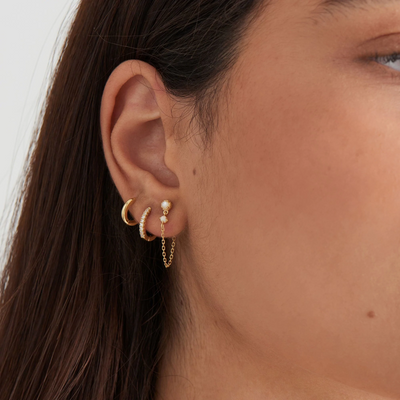 Ania Haie Gold Plated Sparkle Huggie Hoop Earrings E035-17G