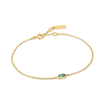 Ania Haie Gold Sparkle Emblem Teal Bracelet B041-02G-G