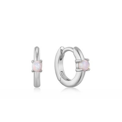 Ania Haie Sterling Silver Kyoto Opal Cabochon Huggie Hoop Earrings E035-15H