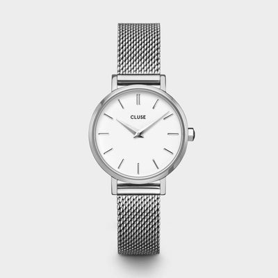 CLUSE Boho Chic Petite Mesh Silver/White 28mm Dial CW0101211007