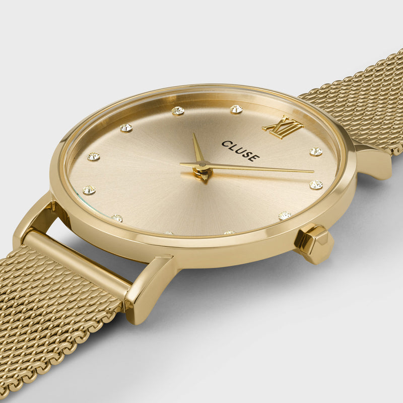 CLUSE Minuit 33 mm Gold Dial with Crystals/Gold Mesh CW10204