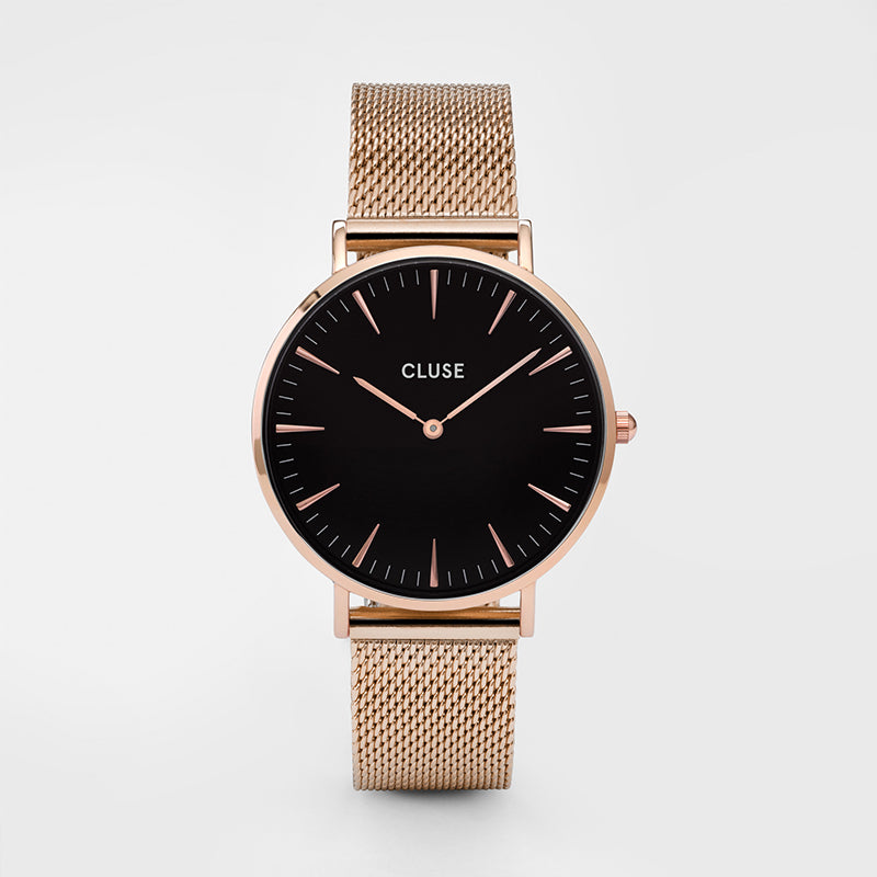 CLUSE Boho Chic Mesh Rose Gold/Black 38mm Dial CW0101201003