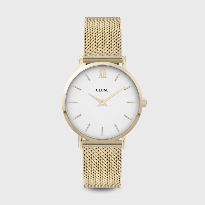 CLUSE Minuit Mesh Gold/White 33mm Dial CW0101203007