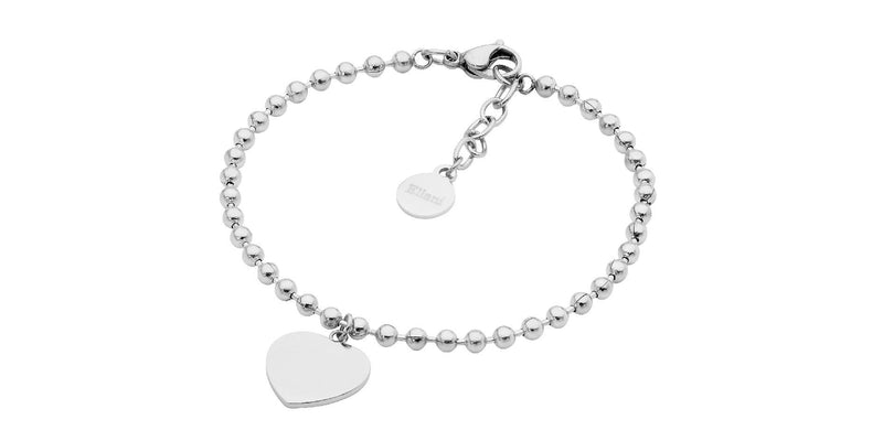 Ellani Stainless Steel Ball Chain Bracelet with Flat Heart SB195S
