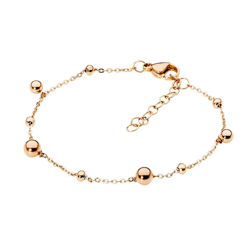 Ellani Stainless Steel Bracelet with Ball Feature Rose Gold Plate SB200R