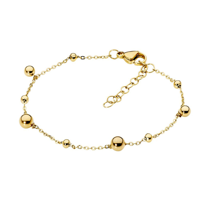 Ellani Stainless Steel Bracelet with Ball Feature w Gold IP Plate SB200G