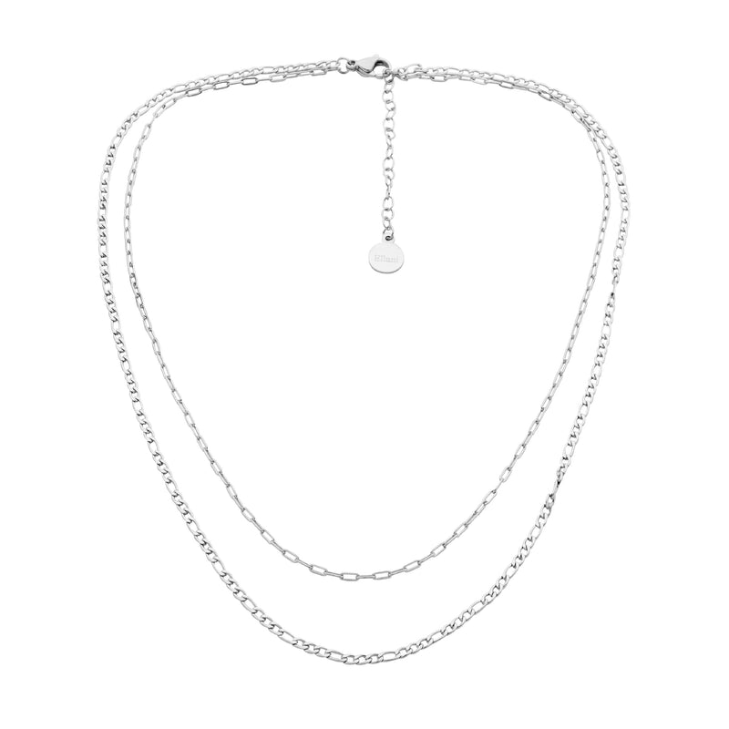 Ellani Stainless Steel Double Chain Necklace SP130S