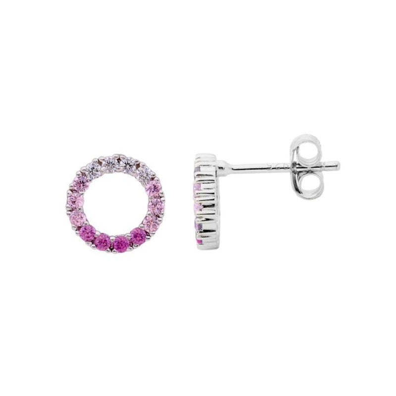 Ellani Sterling Silver Open Circle Stud w Ombre&
