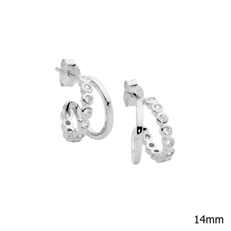 Ellani Sterling Silver Double Hoop Earring E586S