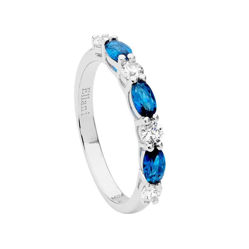 Ellani Sterling Silver London Blue & CZ Ring R503LB