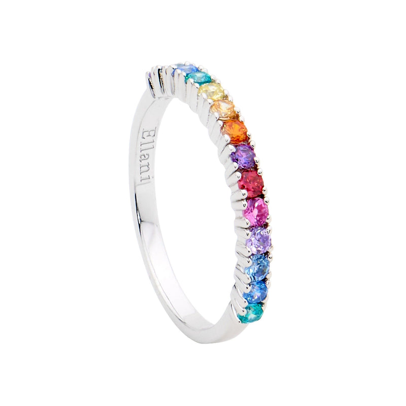 Ellani Sterling Silver Rainbow Ring R494M