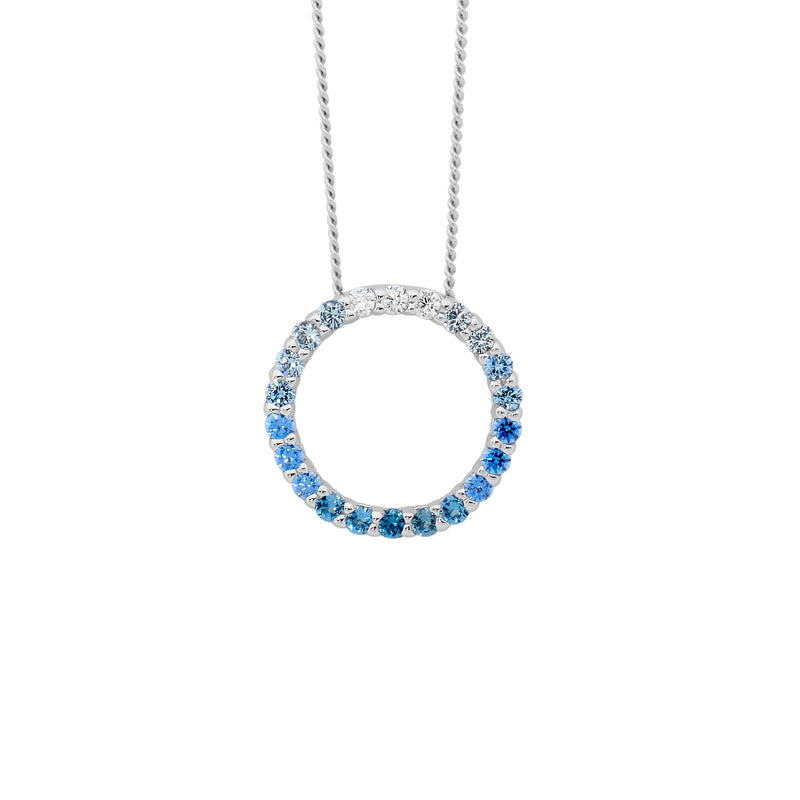 Ellani Sterling Silver Open Circle Pendant w Ombre&