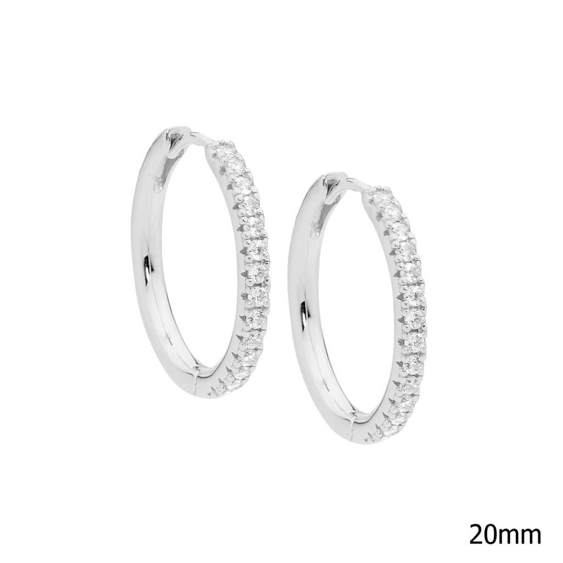 Ellani Sterling Silver Round Earrings set with CZ E527S
