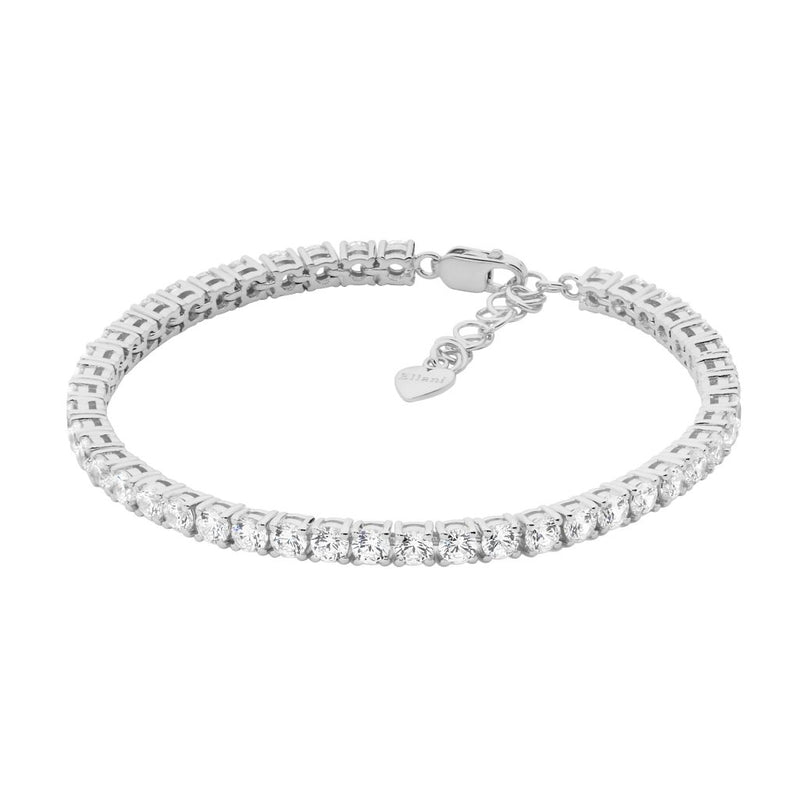 Ellani B220S Sterling Silver Tennis Bracelet with 3.5mm Round CZ