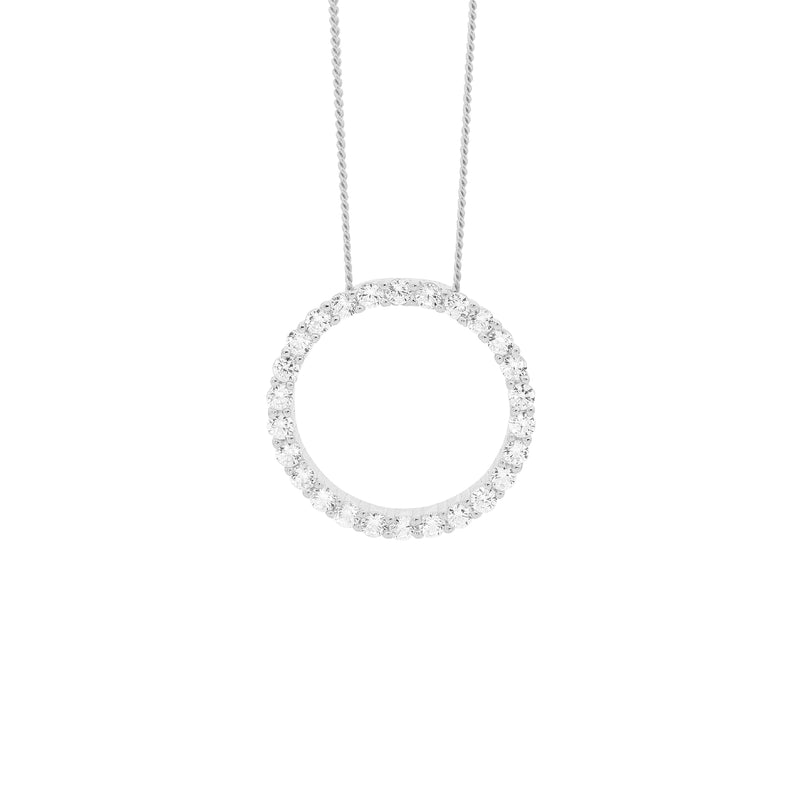 Ellani Sterling Silver CZ set Circle Pendant P816S