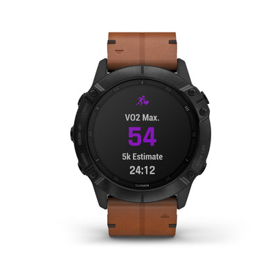 Garmin fēnix® 6X Sapphire Edition - Black DLC With Chestnut Leather 010-02157-15