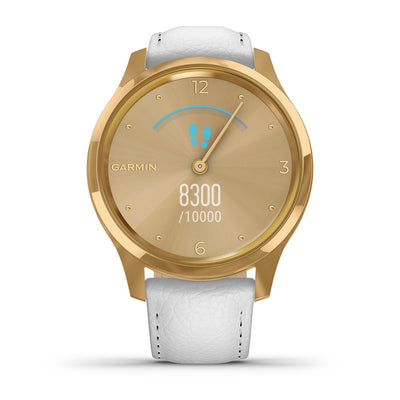 Garmin vívomove® Luxe 24K Gold PVD Stainless Case & White Leather 010-02241-08