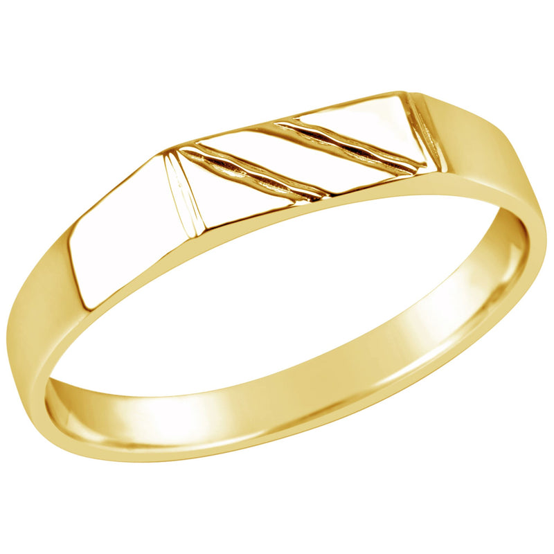 Gents 9K Yellow Gold Dress Ring Q77 Striped Top