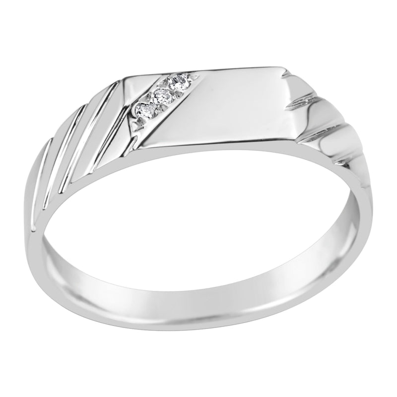 Gents Sterling Silver Diamond Set Fancy Ring Q214