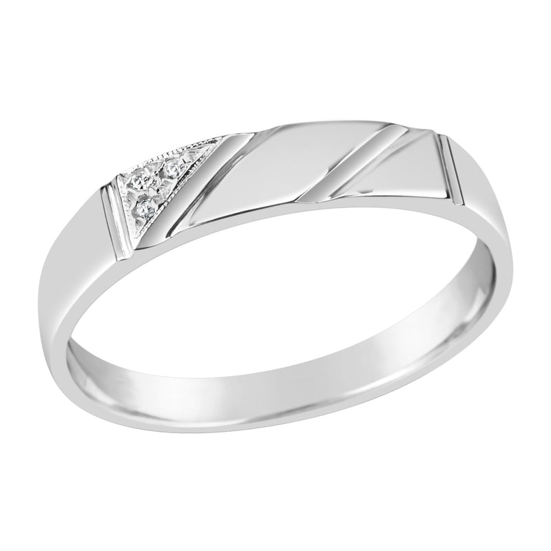 Gents Sterling Silver Dress Ring With 3 Diamonds in Triangle Shape Q206