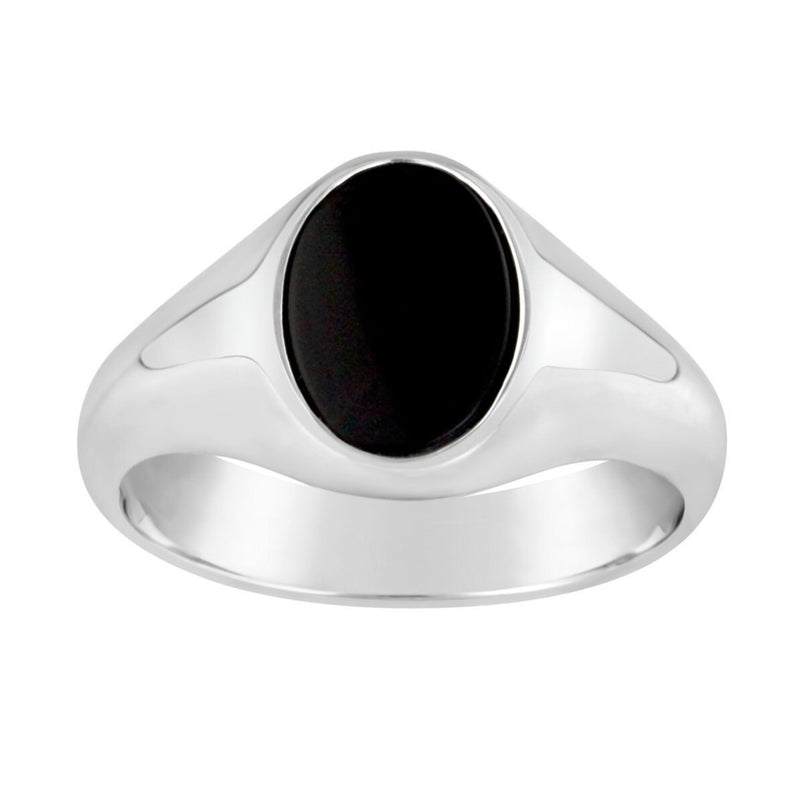 Gents Sterling Silver Oval Top Ring Black 225.00