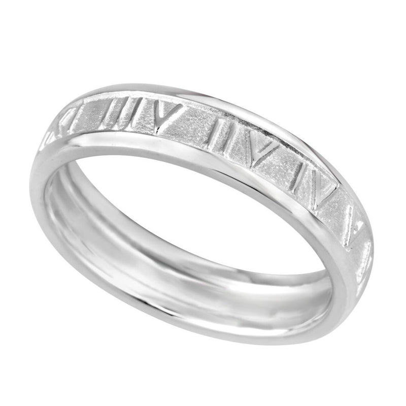 Gents Sterling Silver Roman Numeral Design Ring Q215