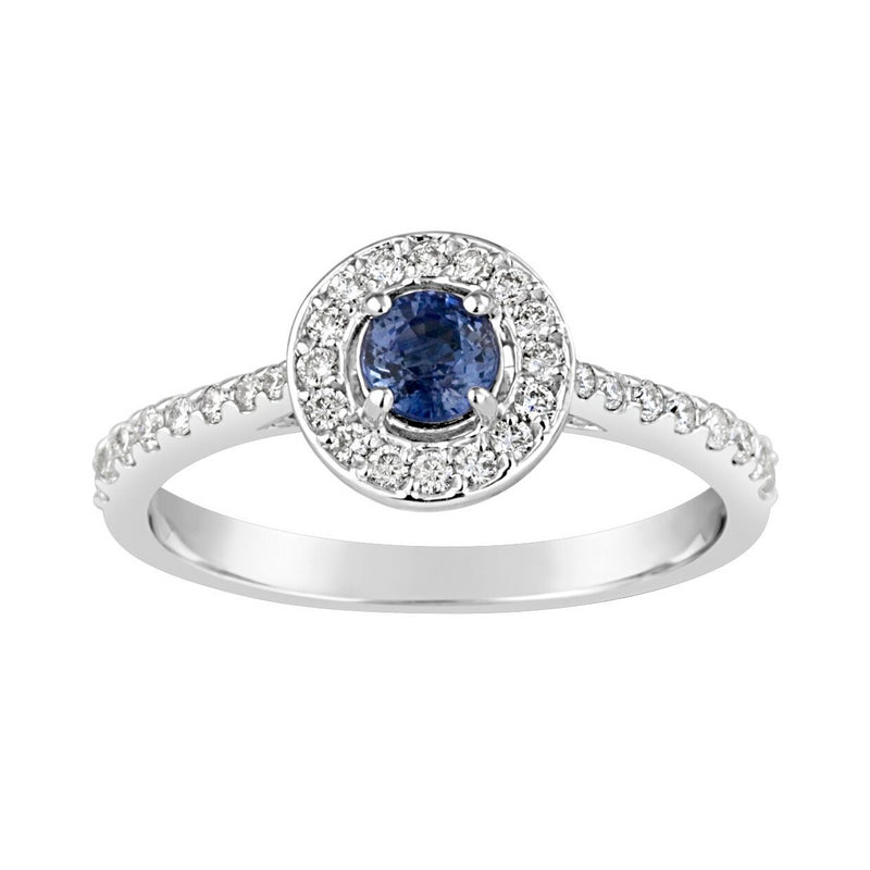 Ladies Australian Blue Sapphire & Diamond Halo Ring A1396