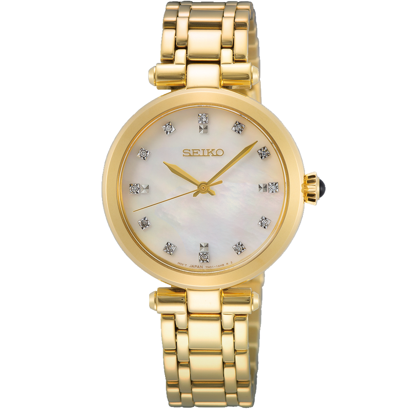 Seiko Ladies Gold Stainless Steel Diamond Set Watch SRZ536P
