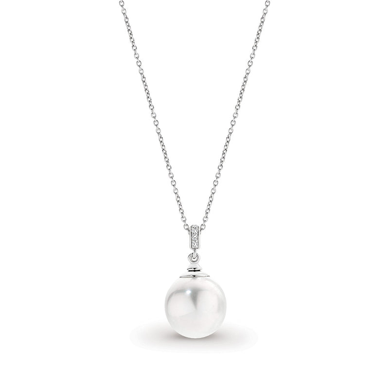 South Sea Pearl Pendant 10MM Sterling Silver with Diamonds CP20100003