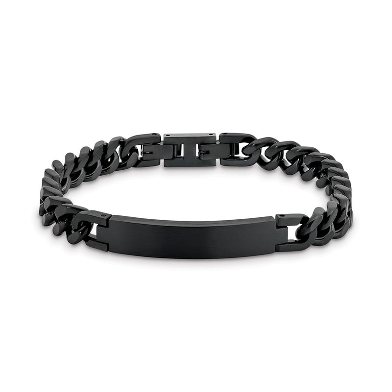 Stainless Steel Black Curb Link ID Bracelet SSB241 19.5 + 1.5cm
