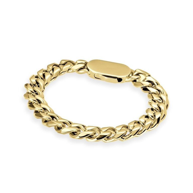 Stainless Steel 10mm Cuban Link Gold Plated Bracelet SSB272-G