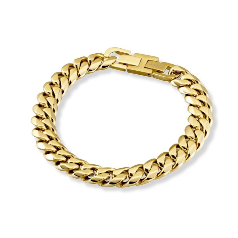 Stainless Steel Yellow Gold Plate 12mm Cuban Link Bracelet SSB247-G